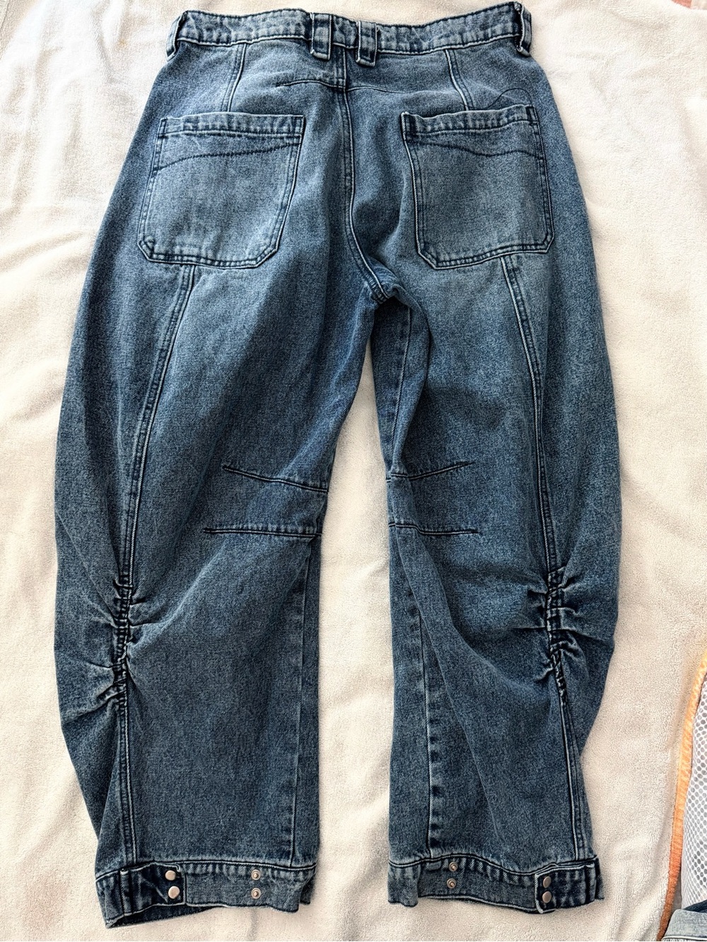 BDG Blue Washed Boyfriend Jeans with Ruched Hem Detail